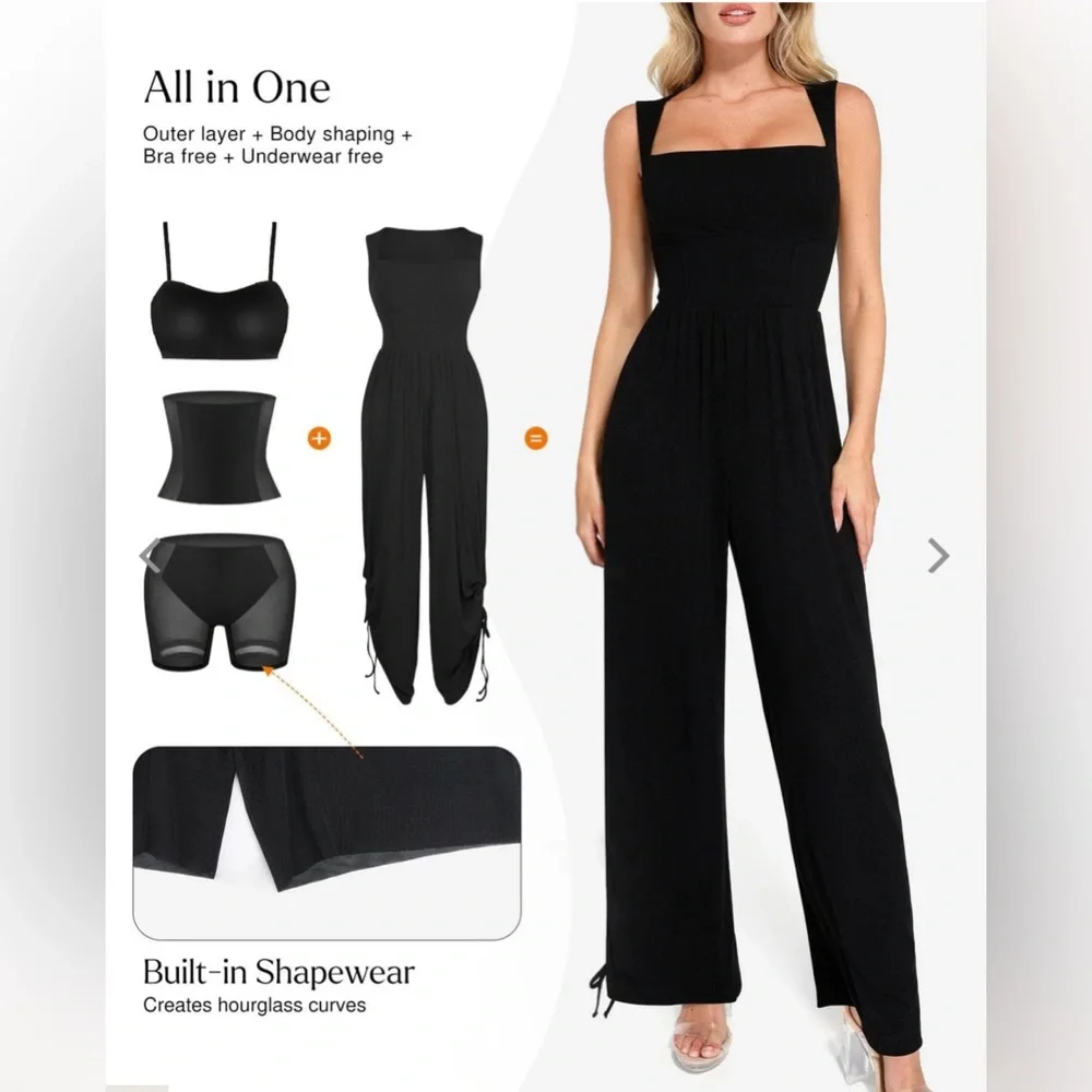 Popilush Elegant Black Wide Leg Jumpsuit - Picture 13 of 15